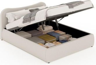 Concept Usine Cama con canap&eacute; abatible 160x200 cm dise&ntilde;o redondeado terciopelo beige