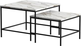 Vicco Conjunto De Mesas De Centro Ramio, Blanco/negro, 60 X 60 Cm 2 Partes, Vicco