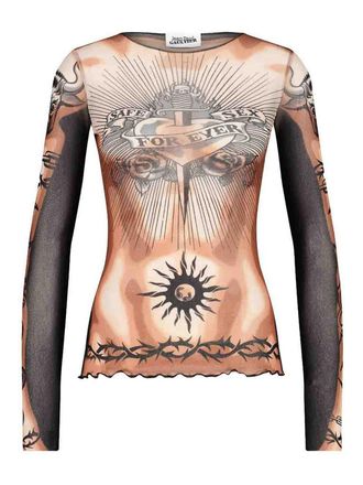 Jean Paul Gaultier Safe Sex Tatoo Print Top