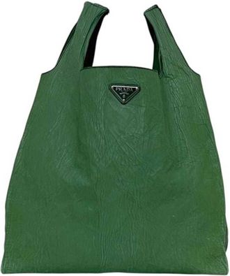 Prada Green Leather Eco-Bag Tote Bag (Pre-Owned)