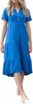 Marble Scotland Casual Midi Dress In Cobalt Blue