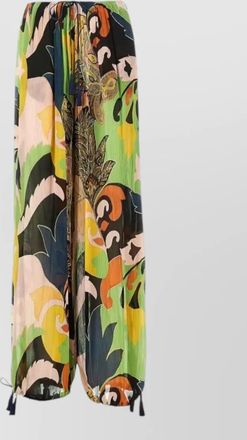 Etro womens wide trousers tassels floral print