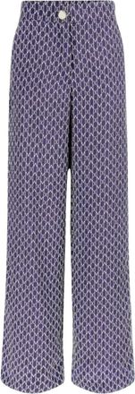 Guess Logo Print Broek - Dames - Wijde Broeken - Blauw - XS - Leer - Broeken