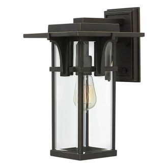 Netlighting Manhattan Outdoor Medium Wall Lantern Light Oil Rubbed Bronze IP44 E27 in Brown
