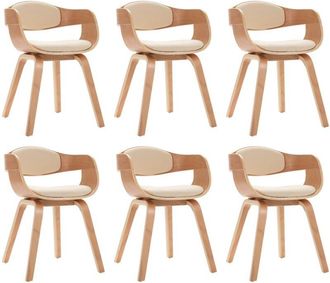 vidaXL Sillas de comedor 6 unidades madera curvada y cuero sintético vidaXL