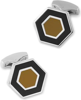 Paul Fredrick Enamel Hexagon Cufflinks in Black/tan at Nordstrom