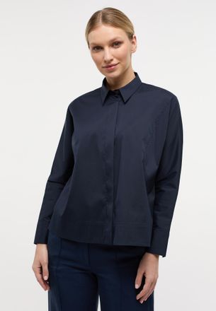 Eterna Shirtbluse ETERNA OVERSIZE FIT, Damen, Gr. 40, blau (navy), 75% Baumwolle, 5% Elasthan, 20% Polyamid, normal, Blusen Shirtbluse