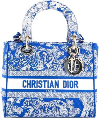 Dior Toile de Jouy Lady D-Lite Bag Embroidered Canvas tote bag - Blauw