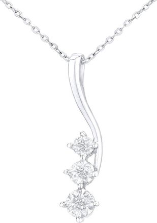Jewelco London 9ct White Gold 1.5pts Diamond Trilogy Pendant Necklace 18 inch - PP0AXL3484W