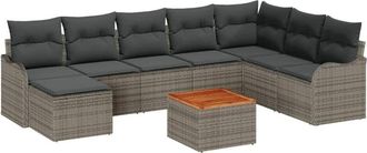 vidaXL Vidaxl - Conjunto de sofá de jardín 9 pcs Gris Poliratán