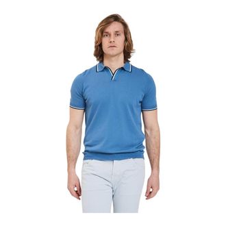 Gran Sasso Polo Shirts, male, Blue, M, Mens Polo Tennis Shirt