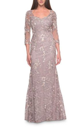 La Femme Stunning Beaded Lace Mother of the Bride Gown in Dusty Mauve at Nordstrom, Size 10
