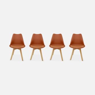 Sweeek Sweeek - Silla Escandinava Acero, Set De 4, Nils, Terracotta, 47x55x81 Cm
