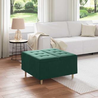 vidaXL Vidaxl Pouf Con Storage Verde Scuro 80 X 80 X 45 Cm Velluto