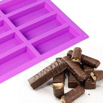 OEM Molde De Silicona Para Hornear - 8 Barras - Barras De Chocolate, Chocolate, Barras De Granola, Pasteles, Fudge, Turr&oacute;n - 3 Piezas