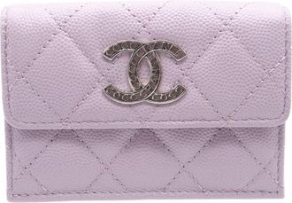 Dior Purple White Leather Wallet (Tri-Fold) (Pre-Owned)