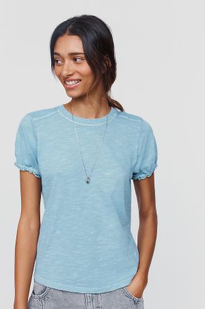 Pilcro Bennie 100% Cotton Slim Puff Sleeve Tee