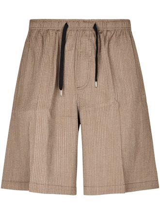 Cellar Door Relaxed-Fit Dove Grey Shorts with Vertical Pinstripe