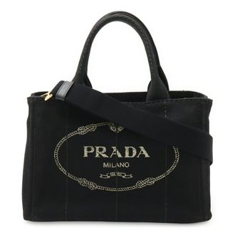 Prada Black Nero Canvas Shoulder Bag Tote Bag (Pre-Owned)