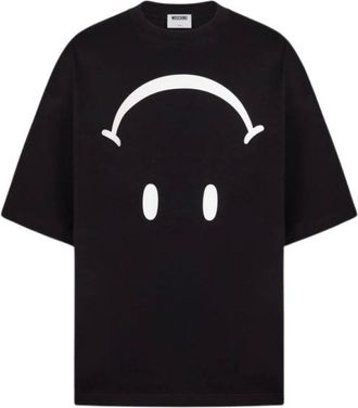 Moschino Camiseta de punto de algod&oacute;n con estampado Inverted Smiley - Tops - Hombre - Negro - 2XL