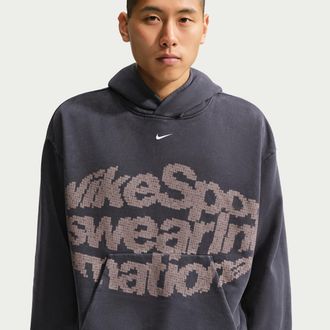 Nike Mens Solo Swoosh Fleece Pullover Hoodie in Grey | JA0906-013