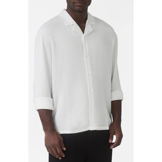 Mauvais Fiorano Long Sleeve Relaxed Fit Shirt in White at Nordstrom, Size Xx-Large