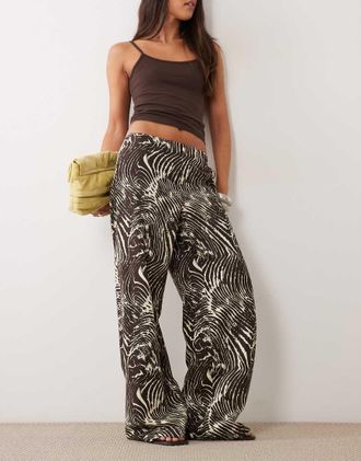 Asos Pantaloni dritti a vita bassa con stampa zebrata-Multicolore