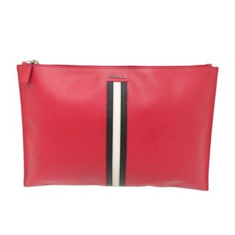 Prada Red Color Leather Clutch Bag (Pre-Owned)