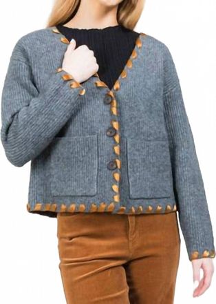 Lisette Whipstitch Cardigan In Heather Gray
