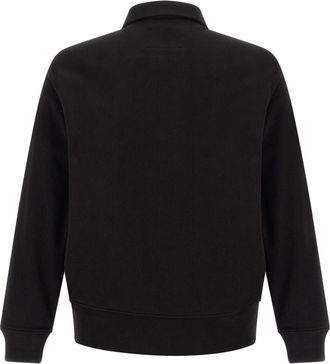 C.P. Company Cotton Fleece Polo Collar Sweatshirt - Black