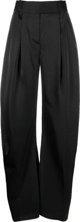 The Attico tailored wide-leg satin trousers - women - Viscose/Cupro/Cotton - 42 - Black