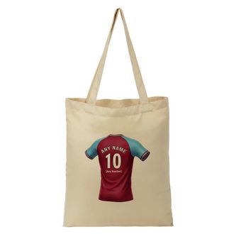 Unigift Personalised Gift - Witton Football Fan Tote Shopping Bag (Claret and Blue Jersey Design) Custom Name - Birmingham B6