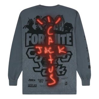 Travis Scott Back Bling L/S Tee Washed Grey TC-370
