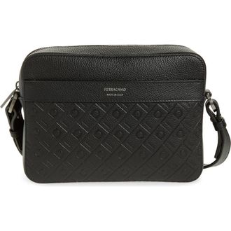 Ferragamo Embossed Gancini Shoulder Bag in Nero at Nordstrom