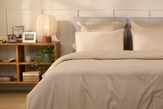 Emma Satin-Baumwolle Bettbezug 240x220 - 100% Satin aus nat&uuml;rlicher Baumwolle - Beige