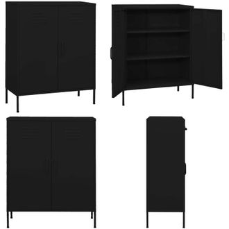 vidaXL Armadietto Nero 80x35x101,5 cm in Acciaio - Armadietto laterale - Credenza in acciaio