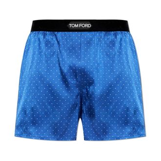 Tom Ford Bottoms, male, Blue, Size: XL Silk Boxers with Logo