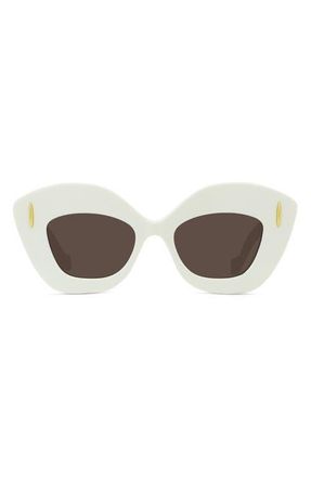 Loewe Anagram 48mm Small Cat Eye Sunglasses in Ivory /Brown at Nordstrom