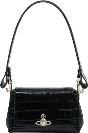 Vivienne Westwood Hazel Kleine Handtas - Dames - Schoudertassen - Zwart - ONE Size - Katoen - Tassen