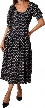 Marea Abby Midi Dress In Black Marea Flower