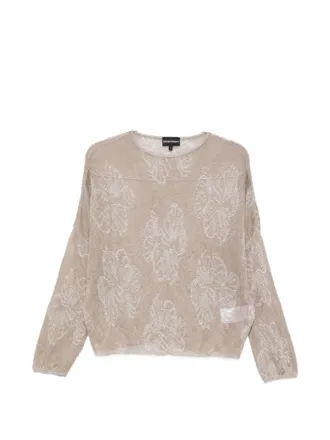 Emporio Armani Womens Embroidered Crewneck Sweater