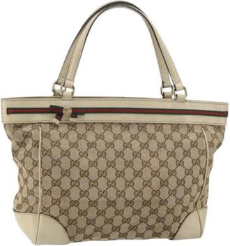 Gucci Pre-owned Handbags, female, Beige, Size: ONE SIZE Pre-owned Canvas Tote