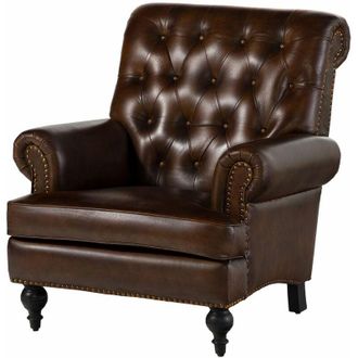 Massivmoebel24 CHESTERFIELD 105 Poltrona - vera pelle / marrone 84x84x94