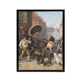 Artery8 Wilhelm Marstrand Street Scene in the Dog Days Framed Canvas Art Print | Size: W24 x H32