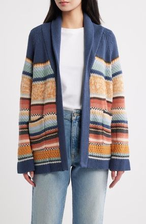 The Great. The Mountain Lodge Shawl Collar Cardigan in Taos Stripe at Nordstrom, Size 1