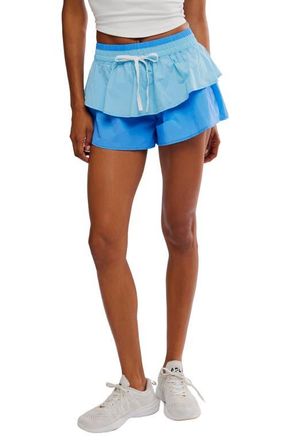 Free People FP Movement Flex It High Rise Tiered Shorts in Light Blue Combo at Nordstrom, Size X-Large