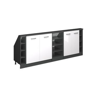 Vicco Armario De Cocina Para Techo Inclinado R-line, Blanco Brillo/antracita, 210 Cm Lote De 5, Vicco