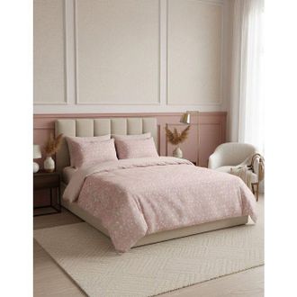 OEM Juego De Cama King Size - 1 Funda N&oacute;rdica 240 X 220 Cm + 2 Fundas De Almohada 60 X 60 Cm - 100% Algod&oacute;n Reforzado - Salm&oacute;n / Blanco