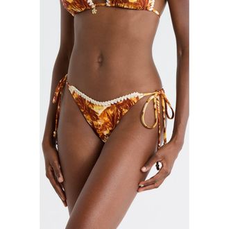 Kulani Kinis Crochet Dipped Side Tie Bikini Bottoms in Vintage Vacay at Nordstrom, Size X-Small
