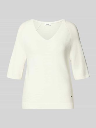 s.Oliver Red Label Regular Fit Strickpullover aus Baumwoll-Mix in Weiss, Gr&ouml;&szlig;e 34